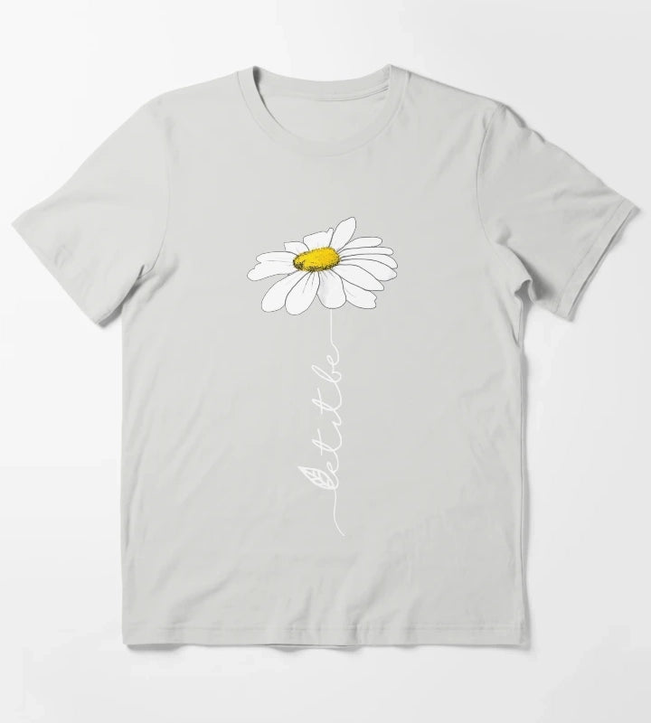 LET IT BE FLOWER DAISY FLOWER T-Shirt Light Grey