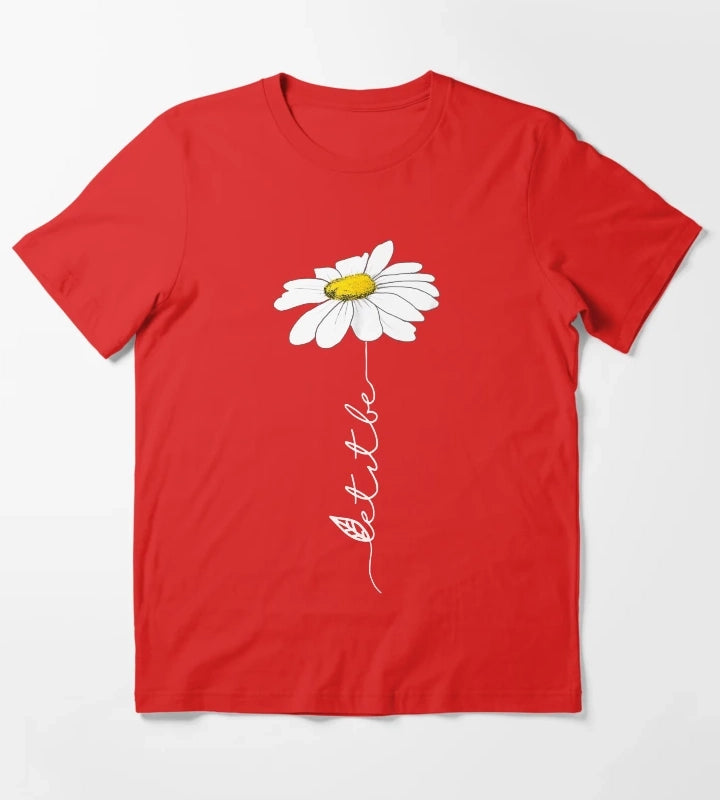 LET IT BE FLOWER DAISY FLOWER T-Shirt Red