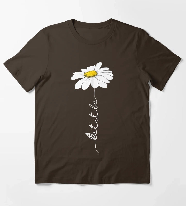 LET IT BE FLOWER DAISY FLOWER T-Shirt Brown