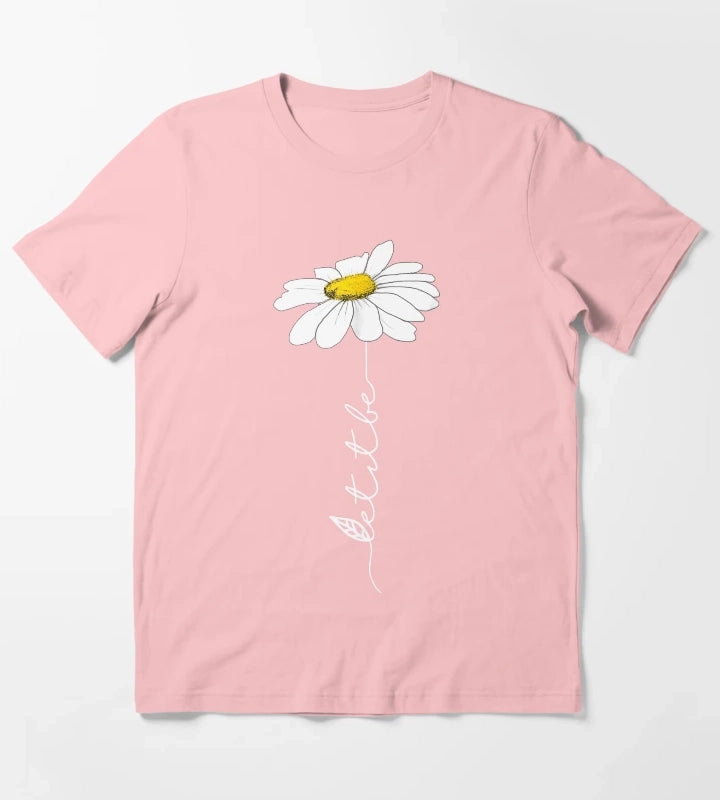 LET IT BE FLOWER DAISY FLOWER T-Shirt Dark Grey