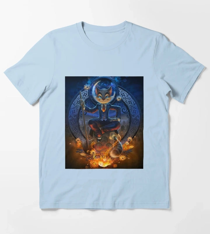 Lackadaisy Cute Cat T-Shirt Sky Blue