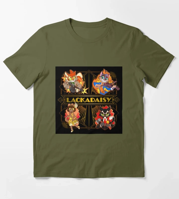 Lackadaisy Set Pin T-Shirt Olive Green
