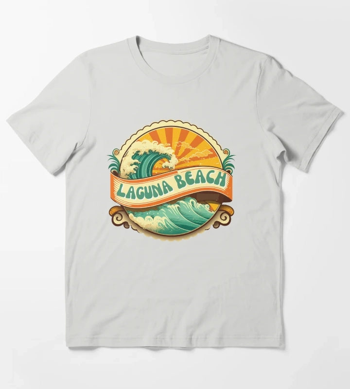 Laguna Beach Retro T-Shirt Light Grey