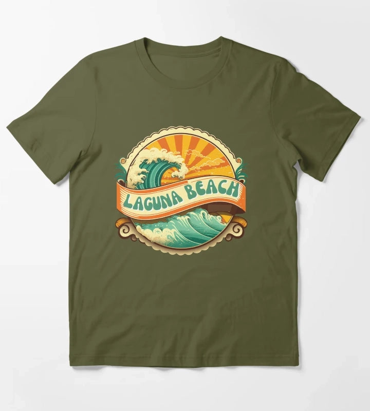 Laguna Beach Retro T-Shirt Olive Green