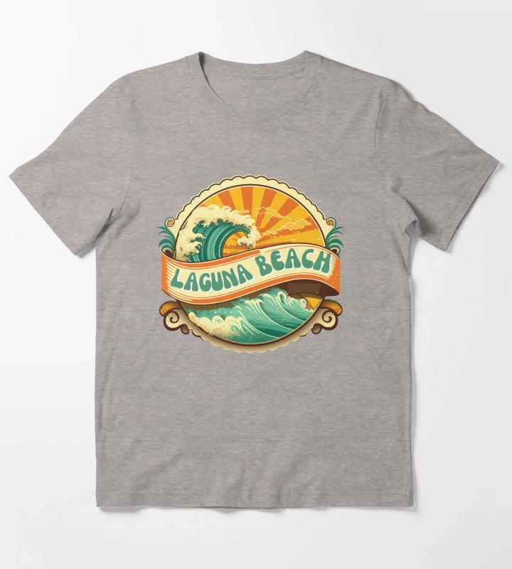 Laguna Beach Retro T-Shirt Heather Grey