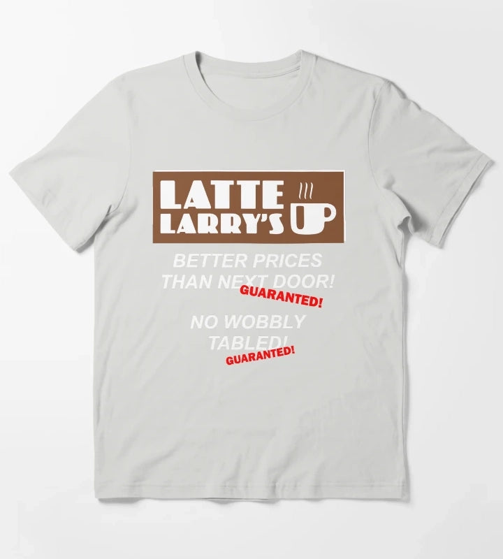 Latte Larrys Coffee Shop T-Shirt Light Grey