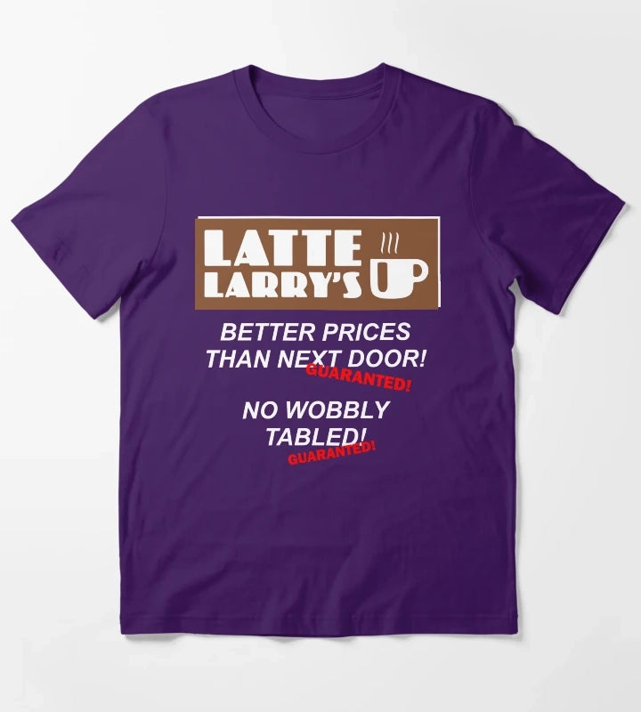 Latte Larrys Coffee Shop T-Shirt Purple