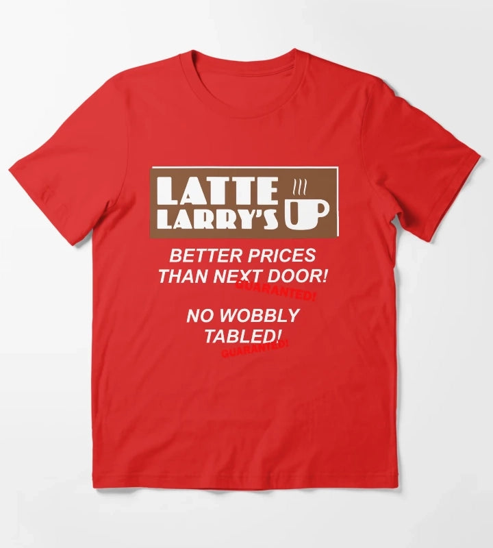 Latte Larrys Coffee Shop T-Shirt Red