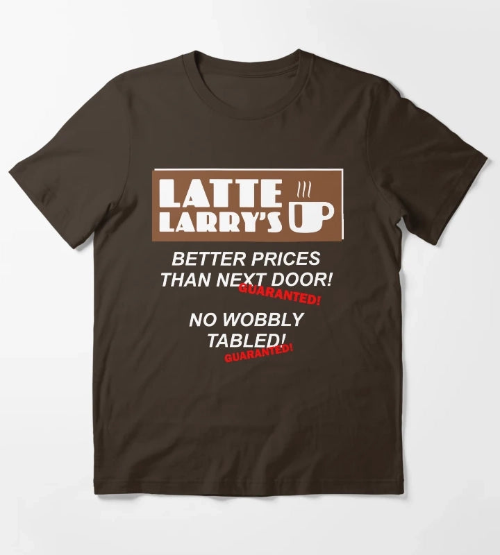 Latte Larrys Coffee Shop T-Shirt Brown