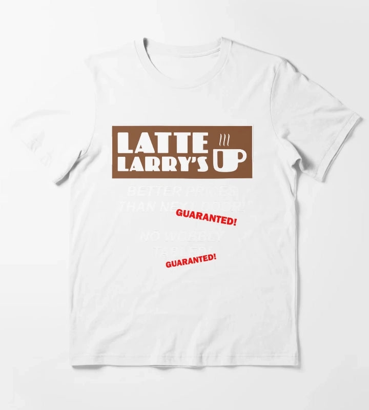 Latte Larrys Coffee Shop T-Shirt White
