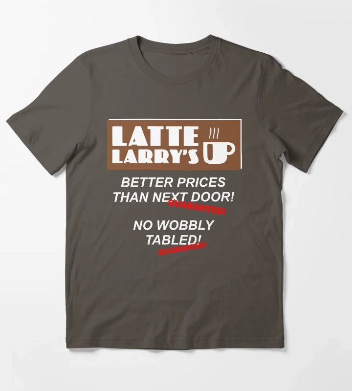 Latte Larrys Coffee Shop T-Shirt Dark Grey