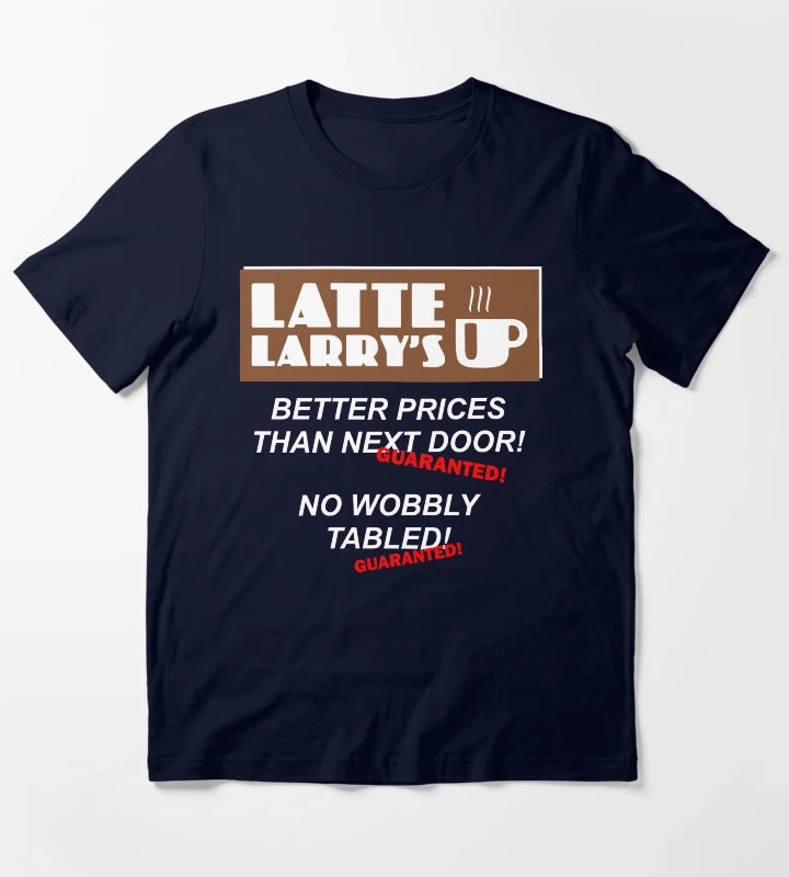 Latte Larrys Coffee Shop T-Shirt Navy