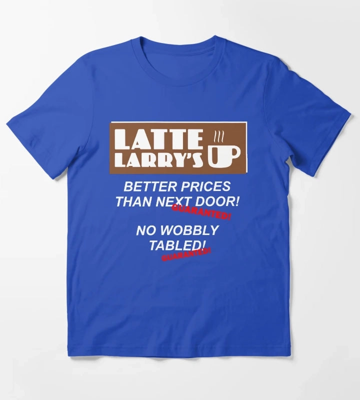 Latte Larrys Coffee Shop T-Shirt Blue