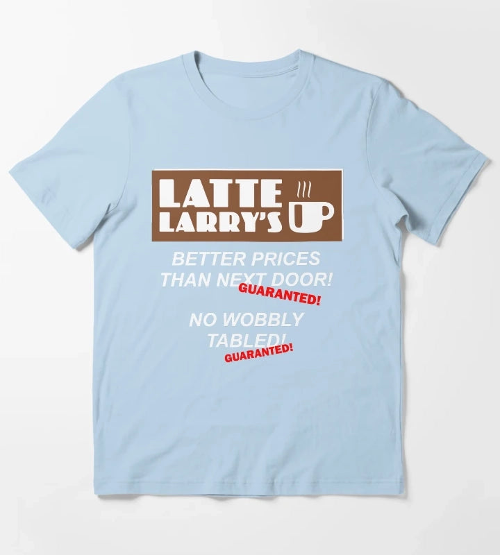 Latte Larrys Coffee Shop T-Shirt Sky Blue