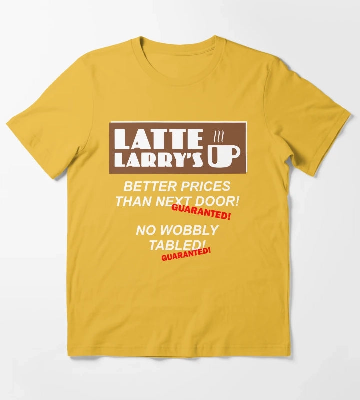 Latte Larrys Coffee Shop T-Shirt Yellow