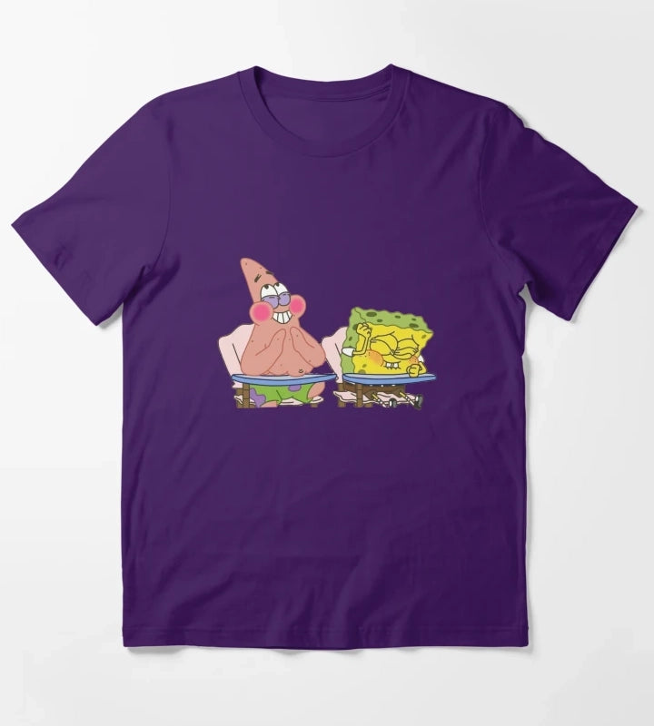 Laughing Spongebob and Patrick T-Shirt Purple