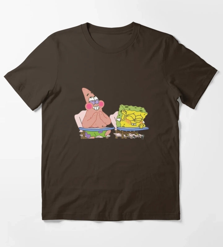 Laughing Spongebob and Patrick T-Shirt Brown