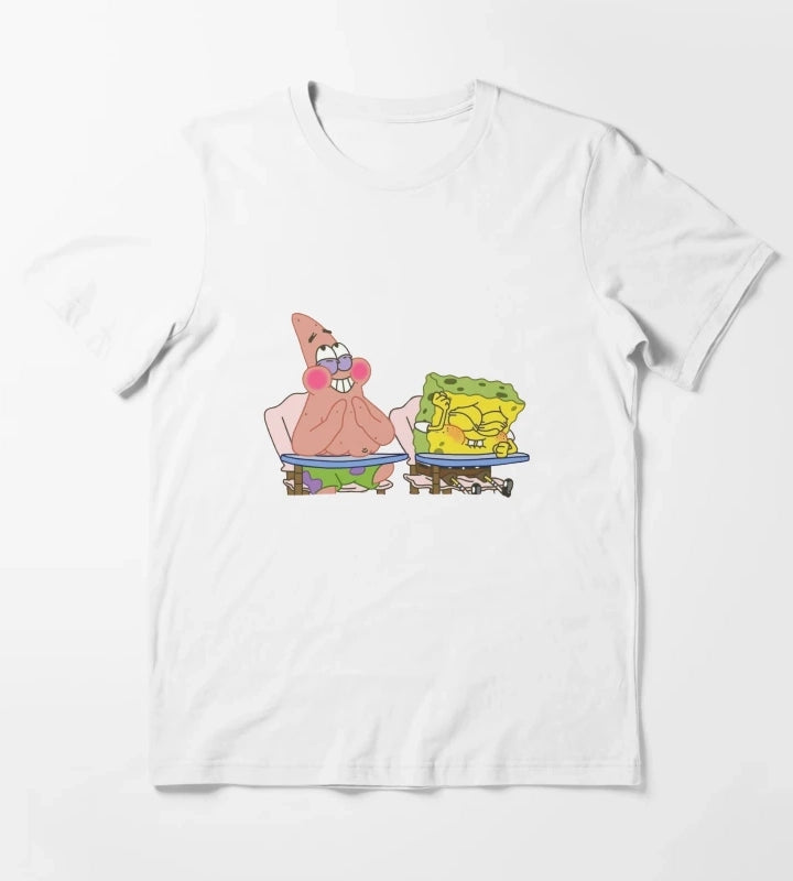Laughing Spongebob and Patrick T-Shirt White