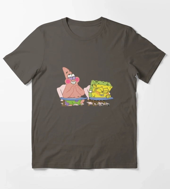 Laughing Spongebob and Patrick T-Shirt Dark Grey