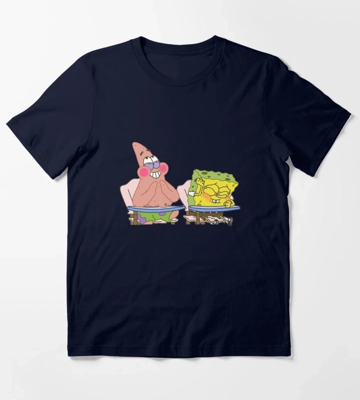 Laughing Spongebob and Patrick T-Shirt Navy