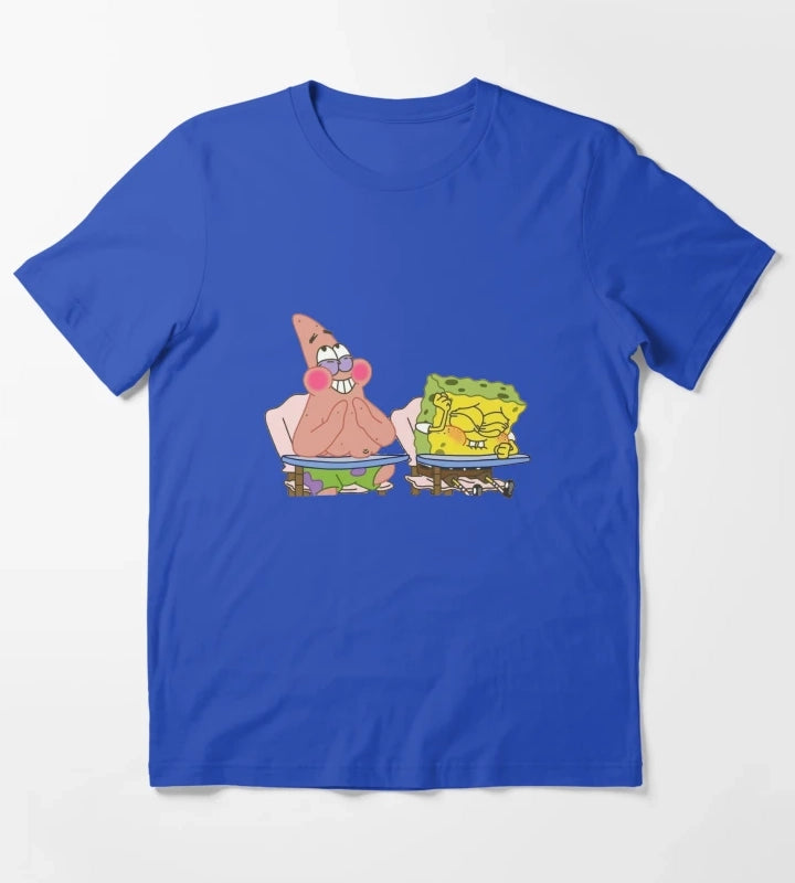 Laughing Spongebob and Patrick T-Shirt Blue