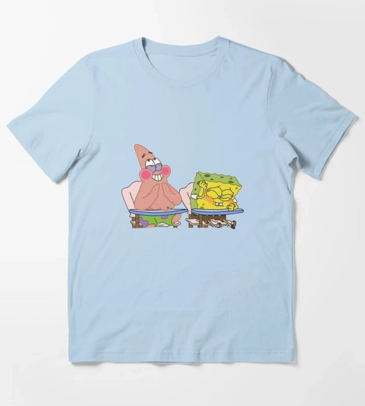 Laughing Spongebob and Patrick T-Shirt Sky Blue