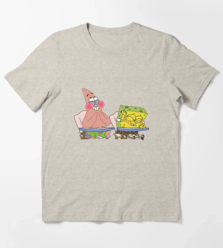 Laughing Spongebob and Patrick T-Shirt Cream