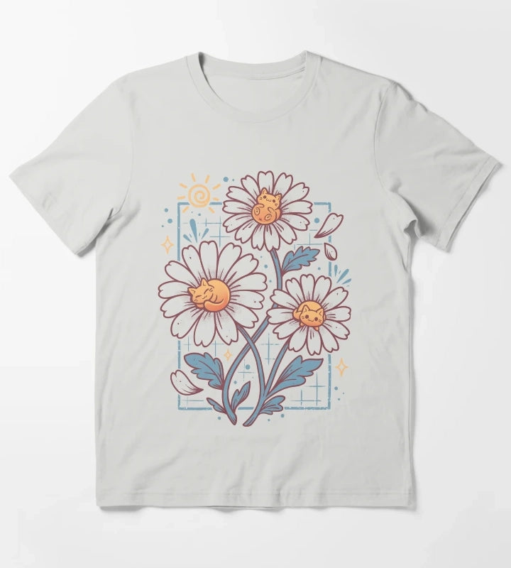 Lazy Daisy Cats T-Shirt Light Grey