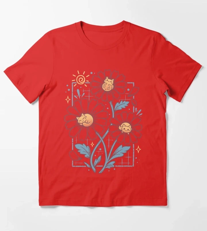 Lazy Daisy Cats T-Shirt Red