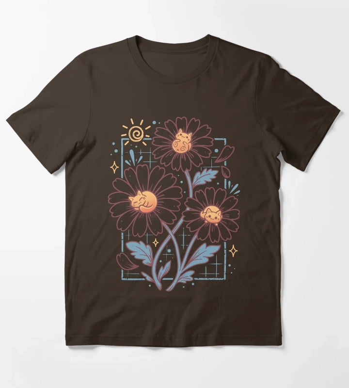 Lazy Daisy Cats T-Shirt Brown