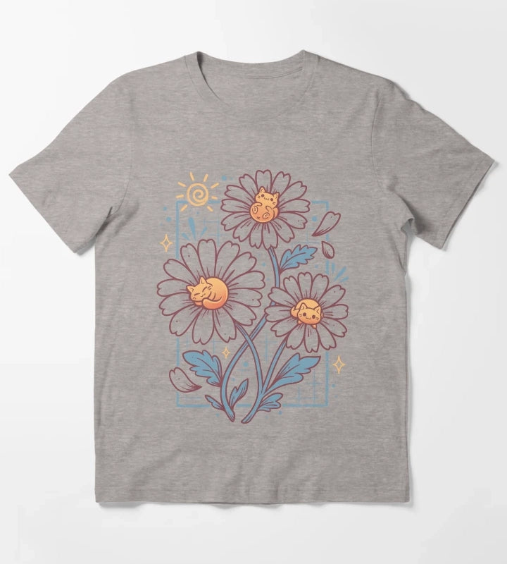 Lazy Daisy Cats T-Shirt Heather Grey