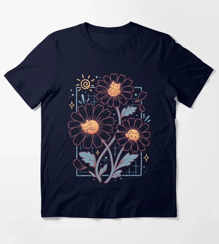 Lazy Daisy Cats T-Shirt Navy