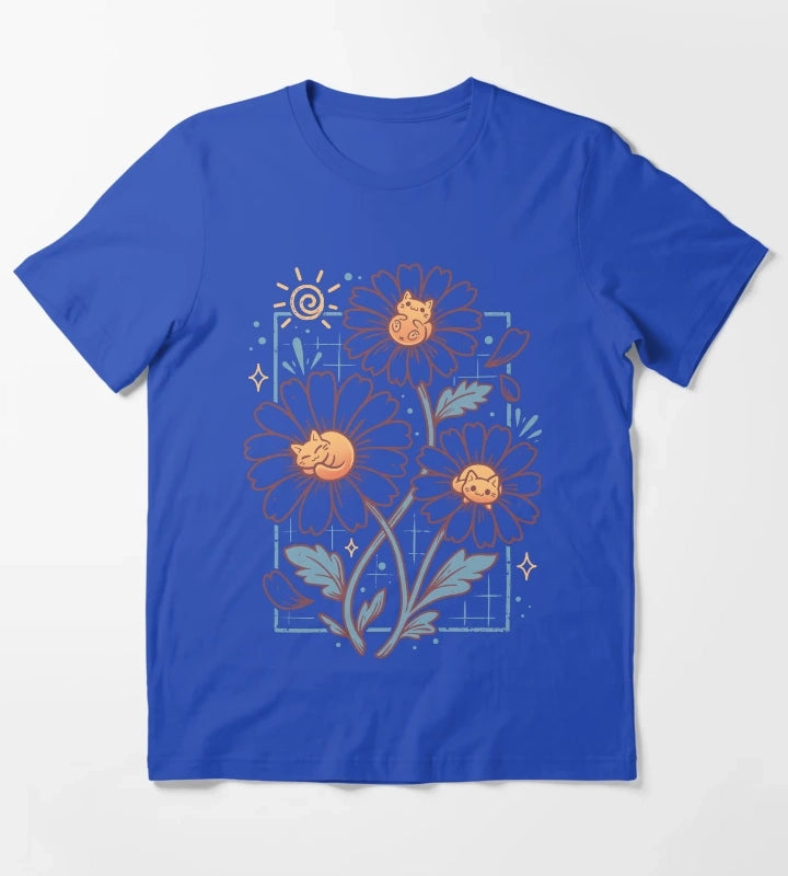 Lazy Daisy Cats T-Shirt Blue