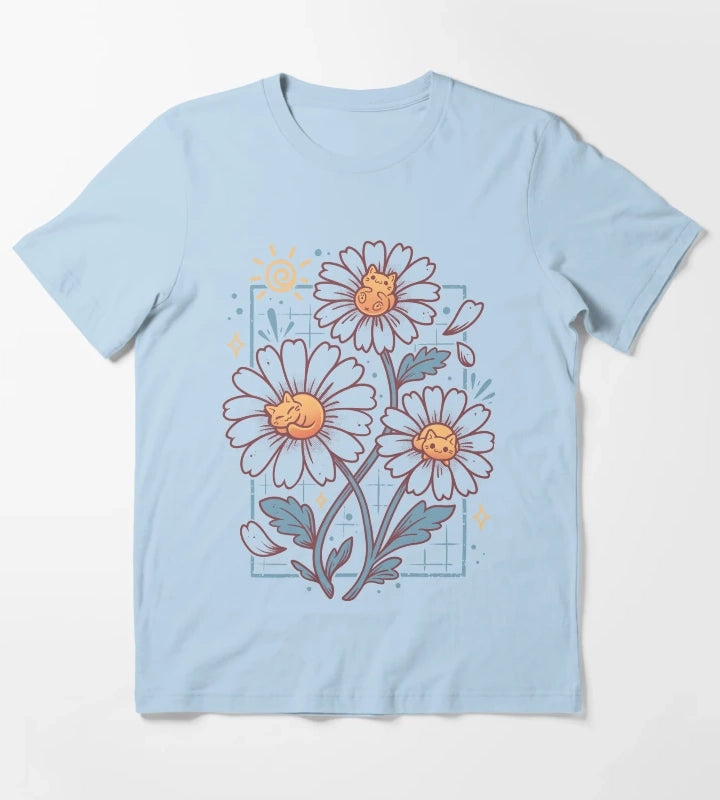 Lazy Daisy Cats T-Shirt Sky Blue
