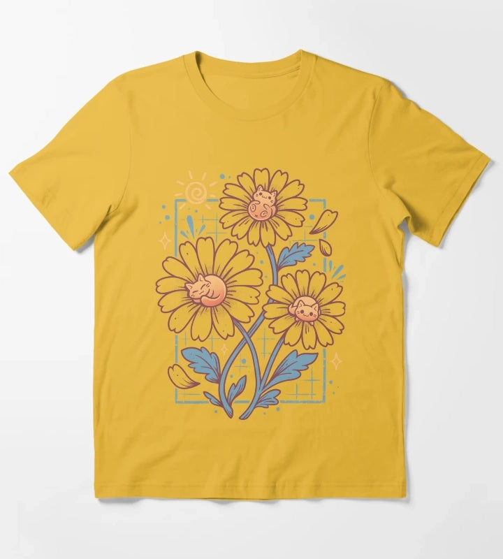 Lazy Daisy Cats T-Shirt Yellow