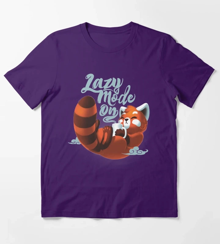 Lazy mode ON Cute Red Panda Fluffy Coffe Animal T-Shirt Purple