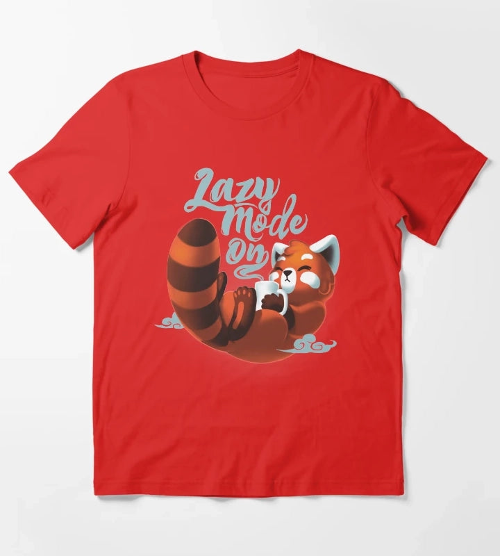 Lazy mode ON Cute Red Panda Fluffy Coffe Animal T-Shirt Red