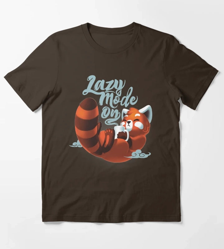 Lazy mode ON Cute Red Panda Fluffy Coffe Animal T-Shirt Brown