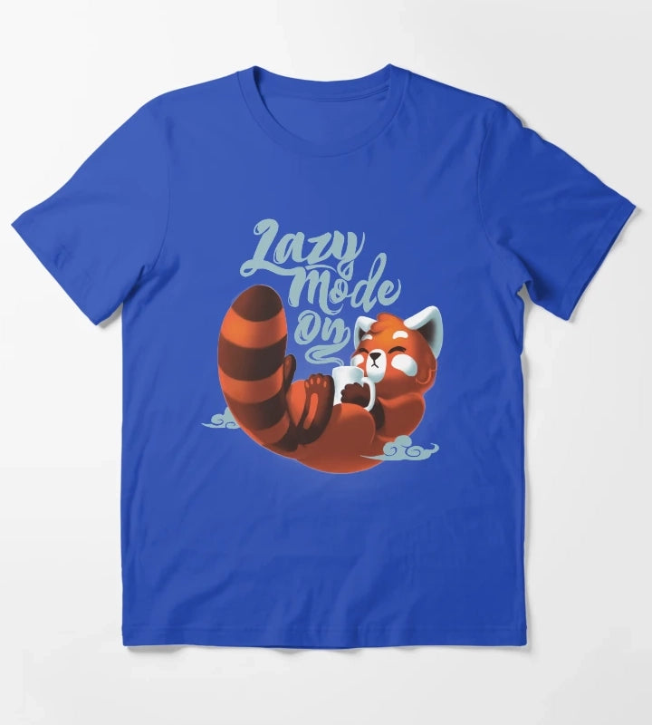 Lazy mode ON Cute Red Panda Fluffy Coffe Animal T-Shirt Blue