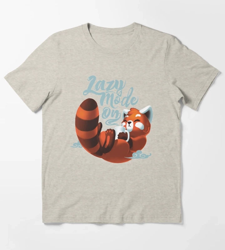 Lazy mode ON Cute Red Panda Fluffy Coffe Animal T-Shirt Cream