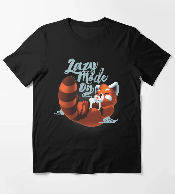 Lazy mode ON Cute Red Panda Fluffy Coffe Animal T-Shirt