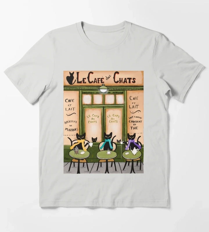 Le Cafe des Chats T-Shirt Light Grey