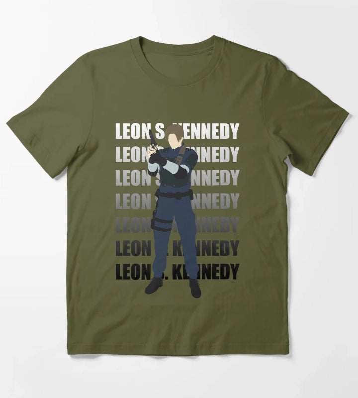 Leon Kennedy Residen Evil 2 T-Shirt Olive Green