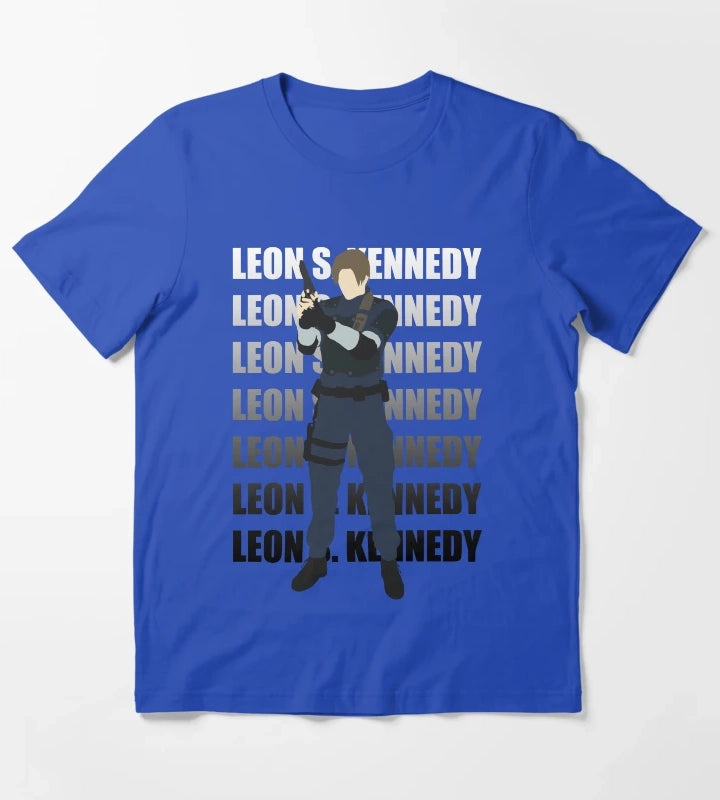 Leon Kennedy Residen Evil 2 T-Shirt Blue