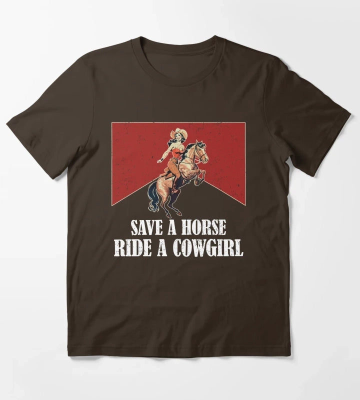 Lesbian Subtle WLW Ride A Cowgirl Queer Gay Pride Month T-Shirt Brown