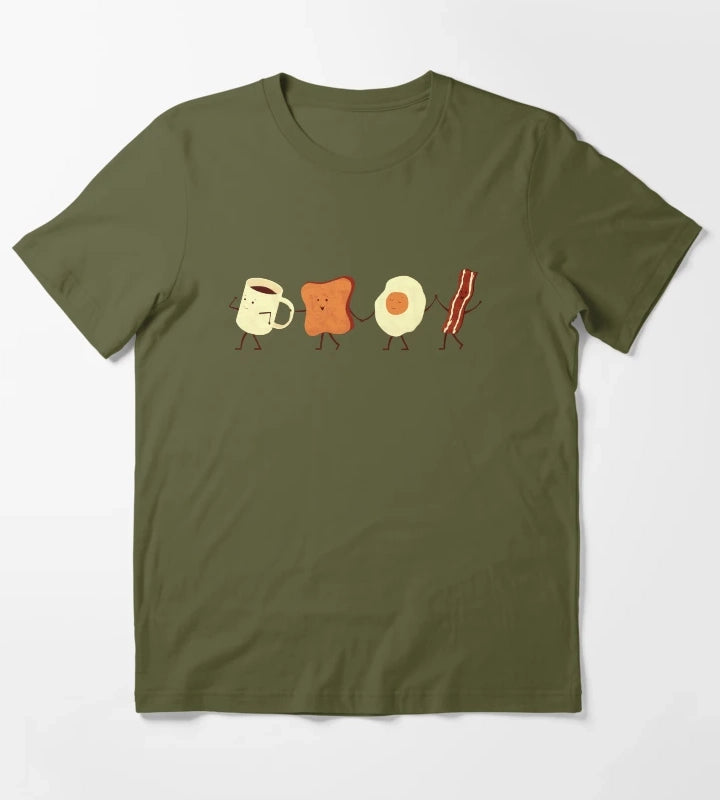 Lets All Go And Have Breakfast T-Shirt Olive Green