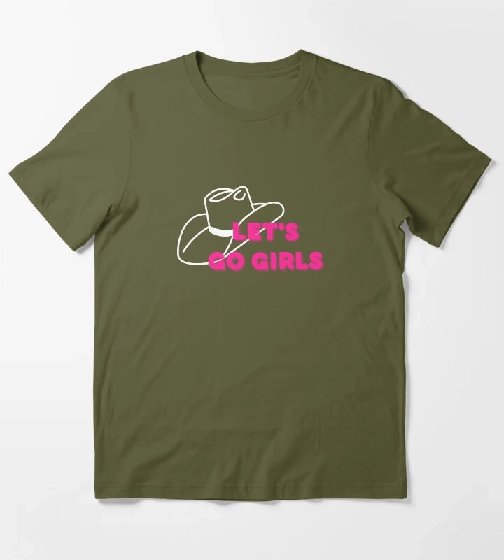 Lets Go Girls Black T-Shirt Olive Green
