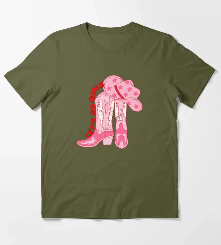 Lets Go Girls Cowgirl T-Shirt Olive Green