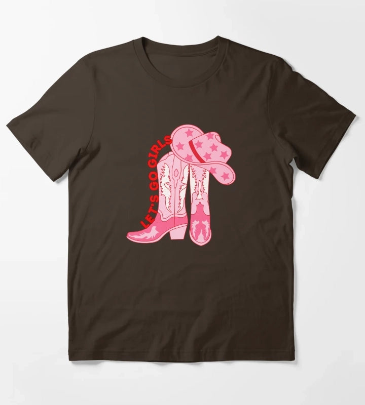 Lets Go Girls Cowgirl T-Shirt Brown