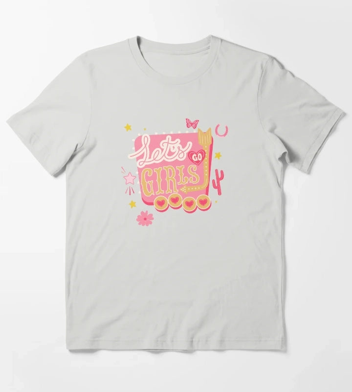 Lets Go Girls Pink Cowgirl Aesthetic T-Shirt Light Grey